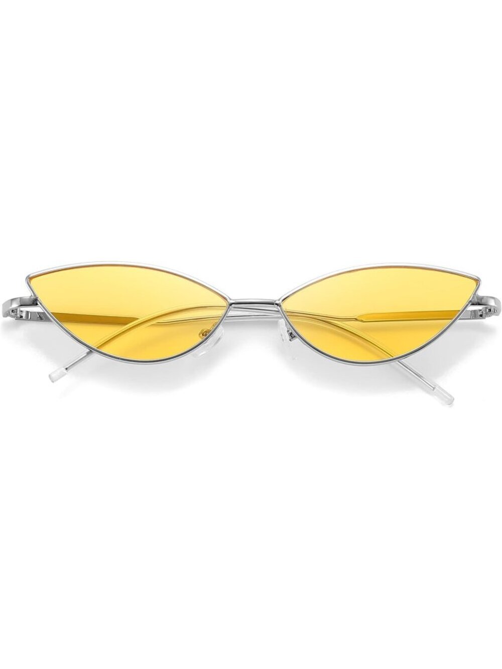 Women's Cat Eye Cute Sunglasses Triangle Vintage Trendy Cool Sun Glasses Yellow